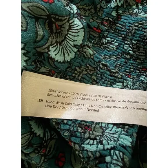 Band of the Free Elise Teal Floral Boho High Waist Wide Leg Pants Size XS NEW - Picture 6 of 11